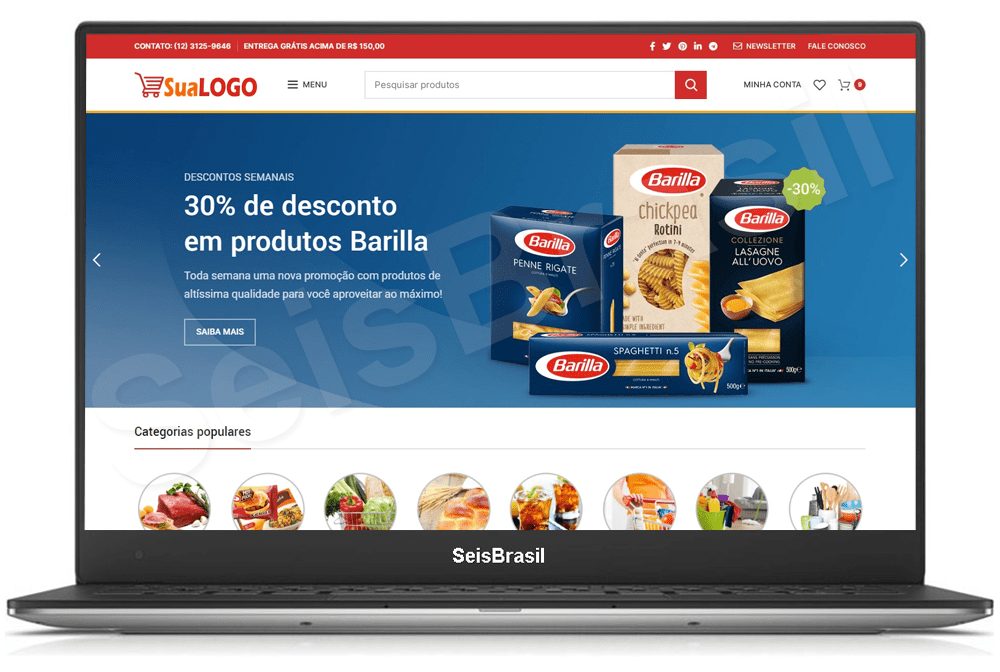 Loja online para supermercados pronta para vender na internet